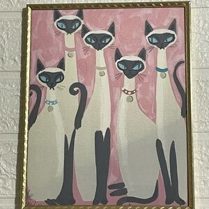 Siamese Cat Art Print with Gold Frame